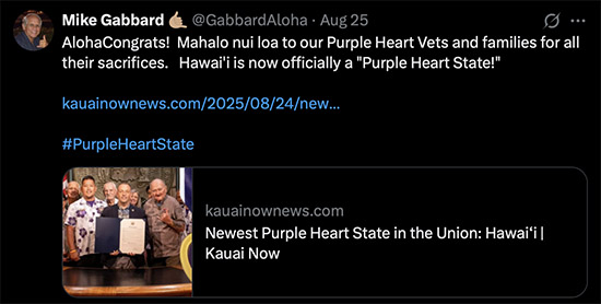 Mike Gabbard and Josh Green FAKE support for our national heroes