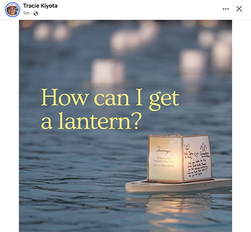 Tracie Kiyota is interested in a lantern; not honoring our dead heroes who died to protect our Freedom